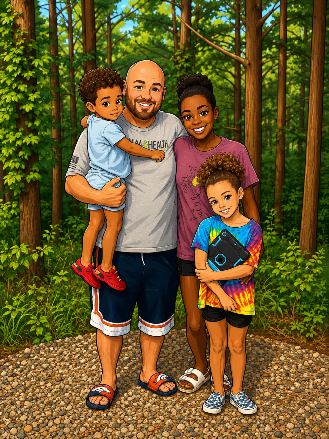 Illustrated family portrait of the family behind A&J Lemonade