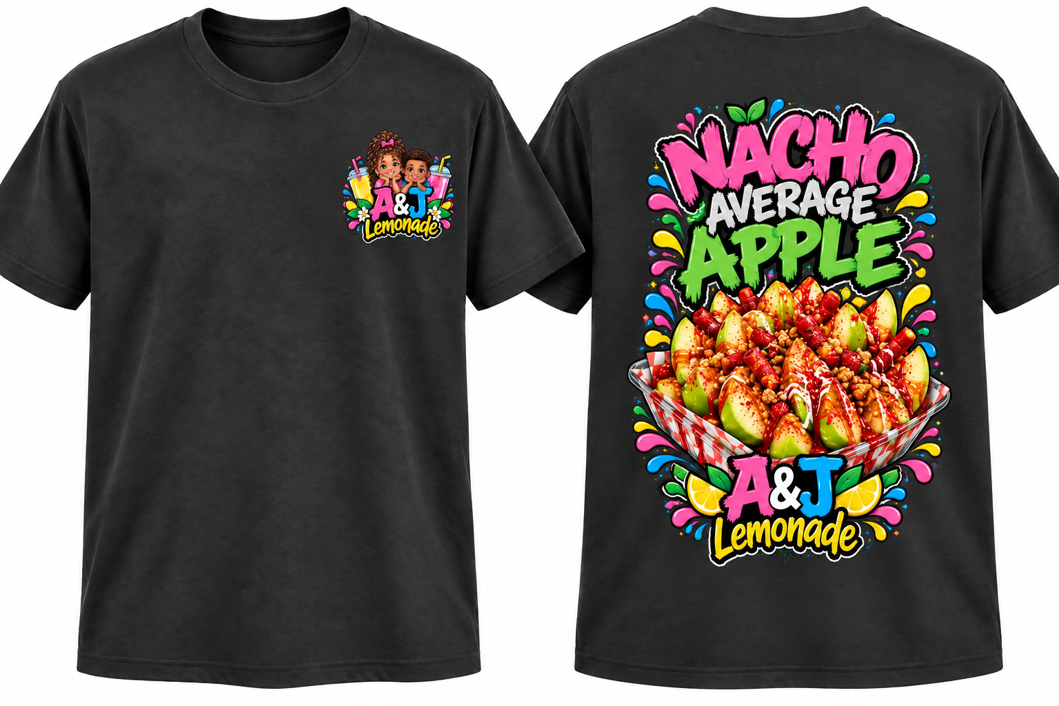 Nacho Average Apple A&J Lemonade shirt front and back