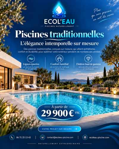 Piscine traditionnelle ECOL’EAU – à partir de 29 900 € TTC