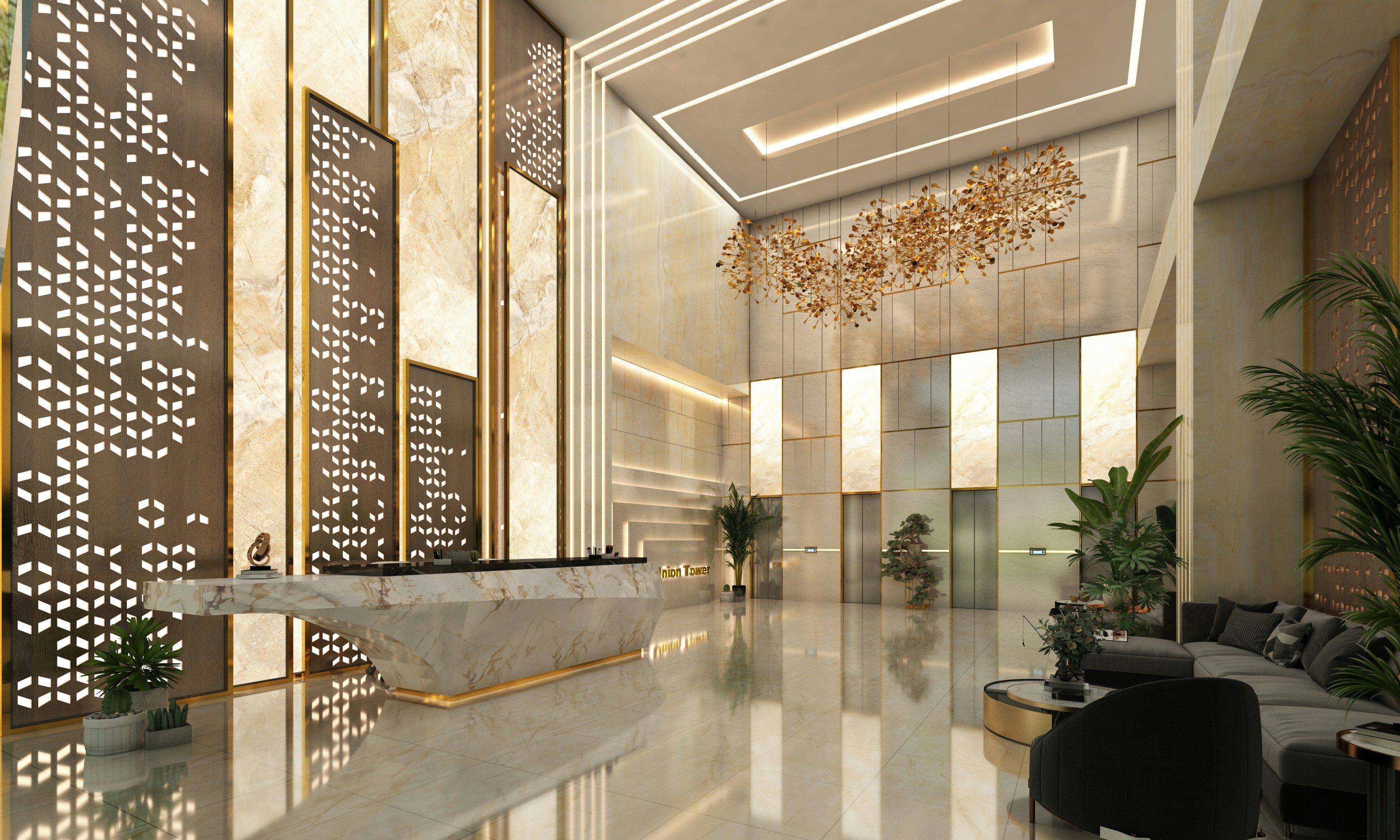 Modern polished commercial lobby