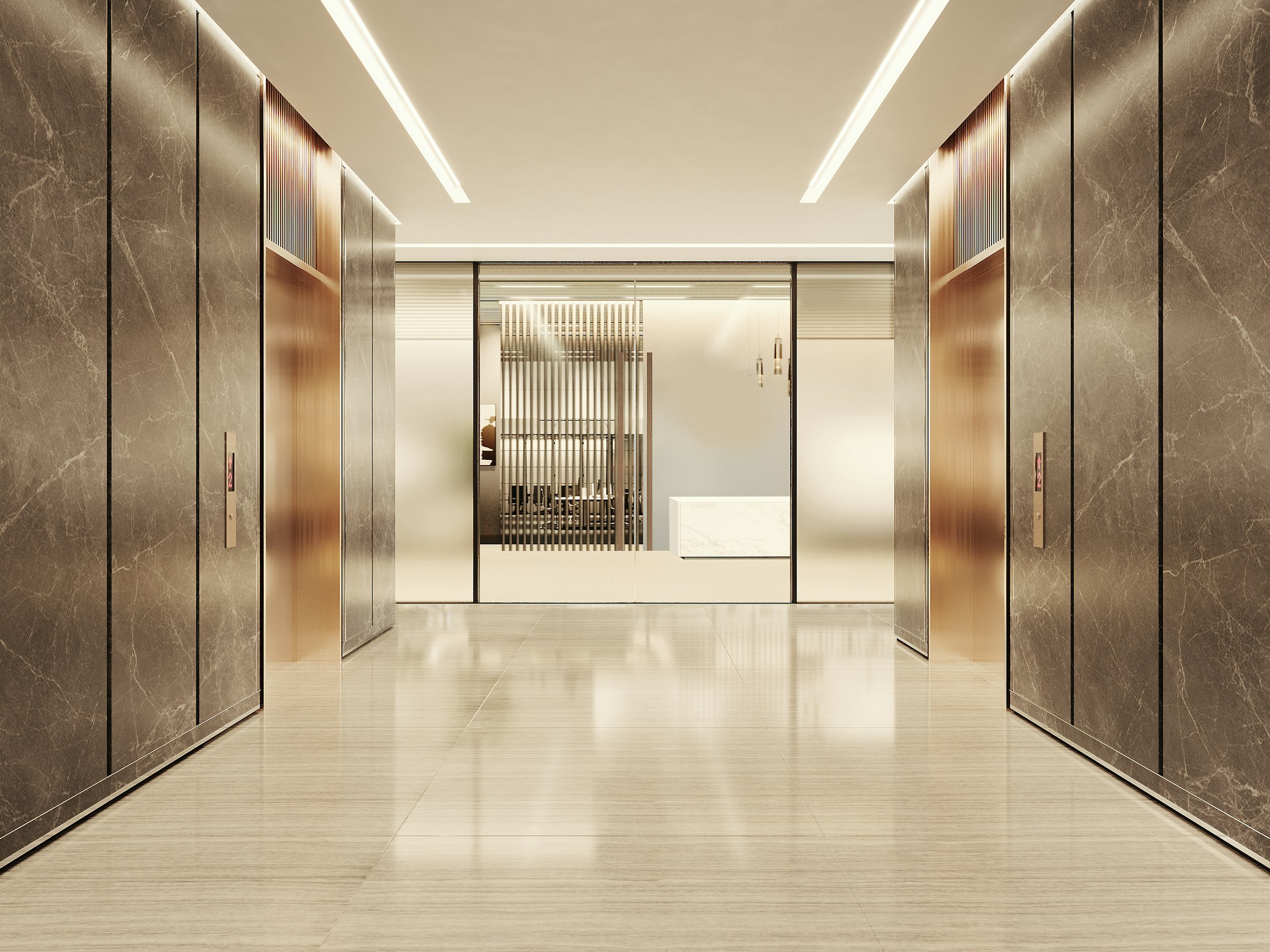 Modern strata elevator lobby