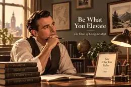 Retro 1940s-style illustration representing ordinary people living the ideals they elevate.