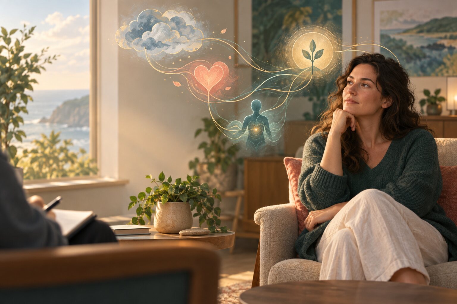 Illustration connecting reflection, emotion, bodily awareness, and growth