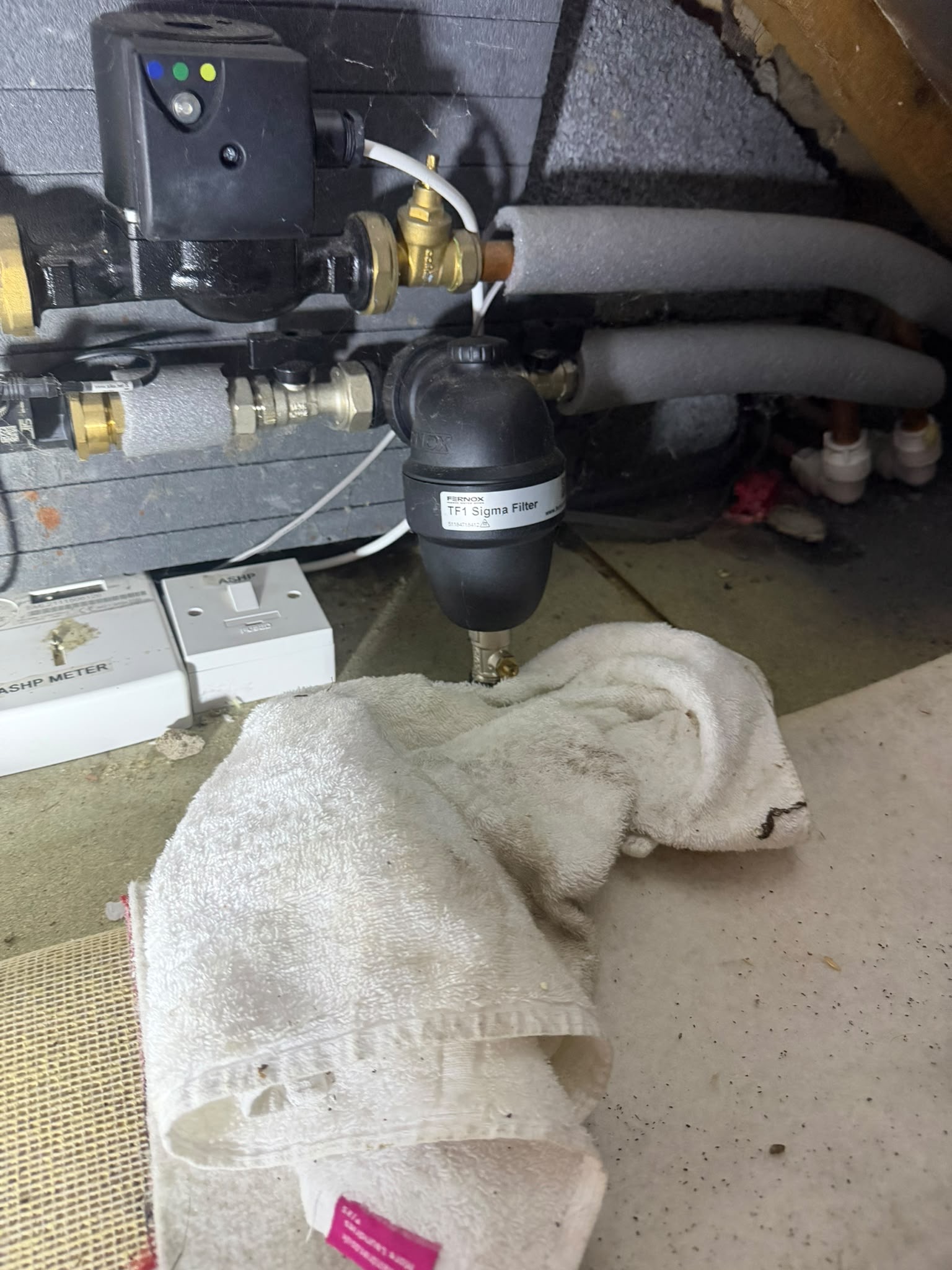 Fernox TF1 Sigma filter and heat pump hydraulic pipework inspected in Withernsea