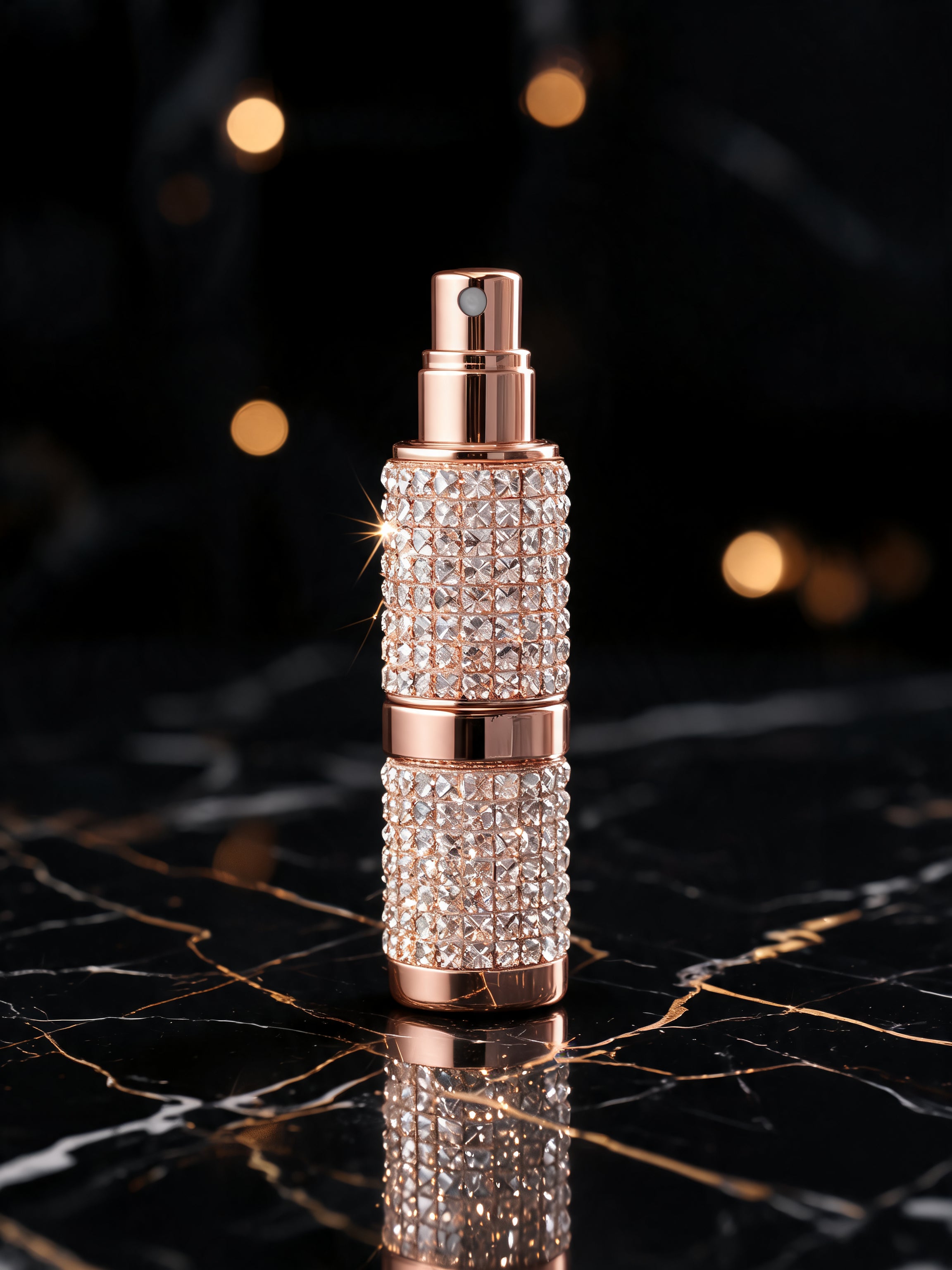 The crystal-studded J.A atomizer on black marble